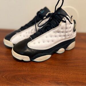 Jordan Retro 13 Obsidian Nike Kids Blue and White Sneakers 4.5Y